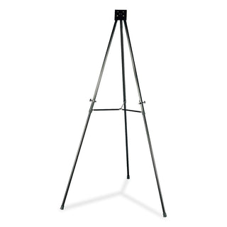 Telescoping Aluminum Display Easel with Adjustable Legs by Lorell – 34"W x 66"H, Aluminum, Black, Model LLR75683
