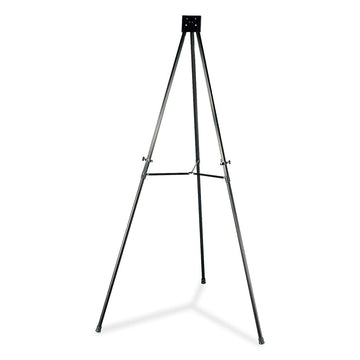 Telescoping Aluminum Display Easel with Adjustable Legs by Lorell – 34"W x 66"H, Aluminum, Black, Model LLR75683