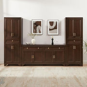 Crosley Furniture Tara 3-Piece Modern Farmhouse Sideboard Buffet Cabinet and Kitchen Storage Pantry Set, Brown - image 3
