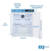 EQTemp Right Hand Door / 1.94 cu. ft. / White Lab Refrigerators