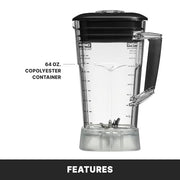Waring Variable Speed Control Dial 1,000 to 17,000 RPM / 64 Ounce Copolyester Container Jar / 64 Ounce Cont Countertop Blenders