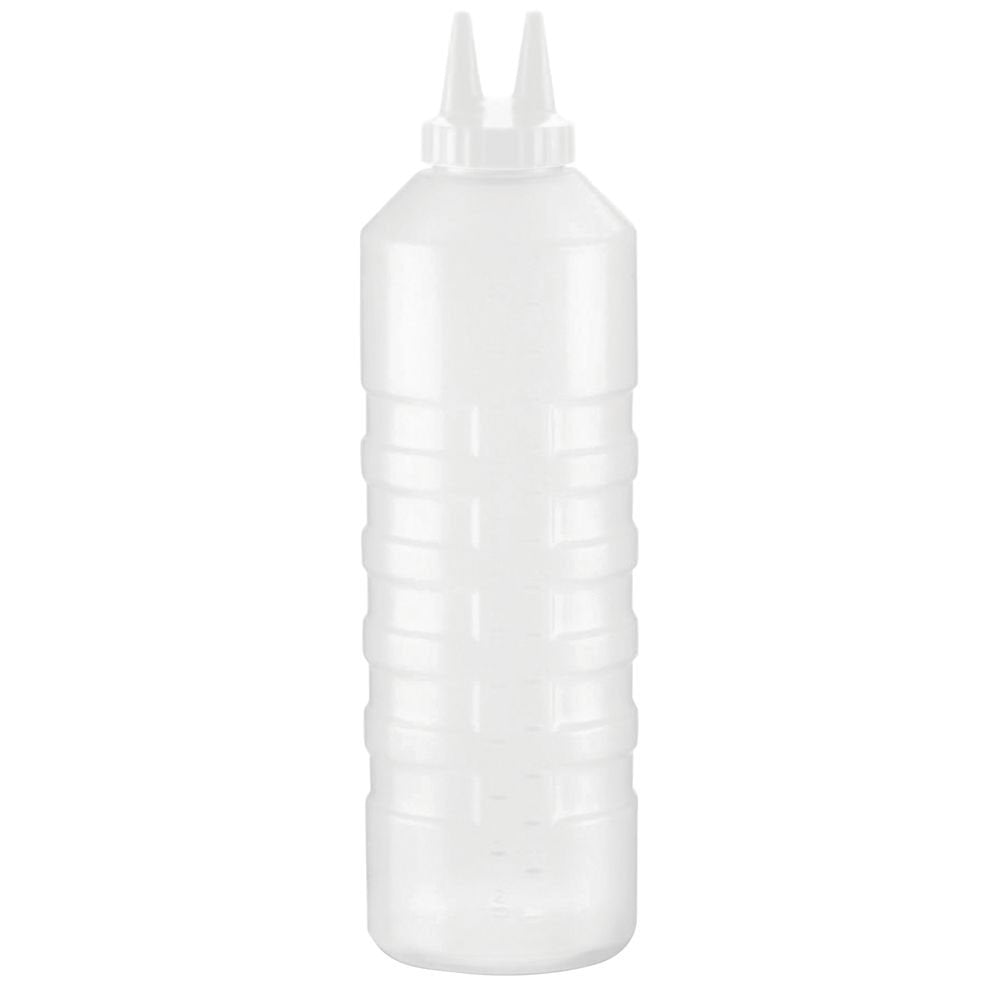 24 oz Clear Plastic Squeeze Bottle with White Twin Tip Top by HUBERT – 24 Ounces, Plastic, Clear