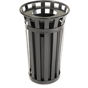 24 Gallon Outdoor Metal Waste Receptacle by Global Industrial – 24.0 gallons, Steel, Black, Model 237725BK