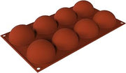 Silikomart SF565 Silicone Baking Pan with 8 Half-Sphere Cavities 2.56 Inch Diameter x 1.34 Inch High