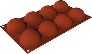 Silikomart SF565 Silicone Baking Pan with 8 Half-Sphere Cavities 2.56 Inch Diameter x 1.34 Inch High