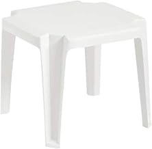 Grosfillex US529804 Miami Outdoor Low Table, 17" x 17" Square, White (Case of 6)