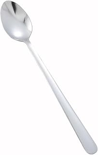 Winco 12-Piece Windsor Iced Teaspoon Set, 18-0 Stainless Steel, Silver | Dishwasher safe, Long handle, Smooth contour design, Great for Tea or Coffee Service, Desserts and Table Service