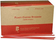 D&W Fine Pack Round Coffee Stirrer Red, 8" Overall Length, Plastic | 500/Case