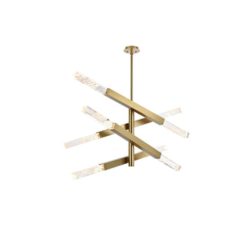 Ari Eight Light Pendant Satin Gold by Lighting Design – Iron and Crystal, Satin Gold, Model 2085L4SG