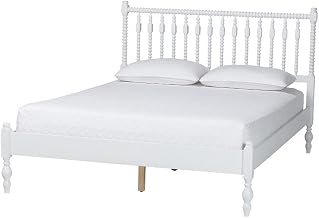 Baxton Studio Callison Spindle Platform Bed Turned Bed Frame White Full