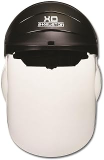 MCR Safety 104 XO Skeleton Nylon Ratchet Headgear with Clear Faceshield, Black Matte, 1-Pair