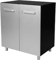 Furnifact Vinyl Laminated Storage Cabinet with Black and Silver Finish for Garage Organization