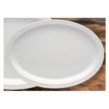 Nessico Oval Platter with Narrow Rim by Yanco – Large, Melamine, White, Pack of 12, Model NS-513W