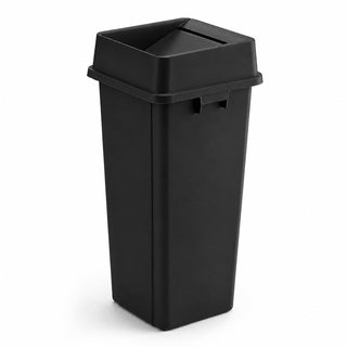 Glownary Square Trash Can with Drop Shot Lid – 23 Gallon, Black, Indoor Use, 15.9W x 15.9D x 35.7H inches