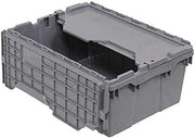 Akro-Mils 39-0854W023 Attached Lid Container, 1.12 cu. ft., Gray