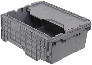 Akro-Mils 39-0854W023 Attached Lid Container, 1.12 cu. ft., Gray