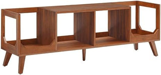 Furnifact Black Low Record Player Stand, Vinyl Storage, Modern Entertainment Center, Wooden Finish, Stylish Audio Equipment Storage