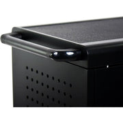 Mobile Home Office Tablet Charging Station by Luxor – 20"L x 26"W x 36"H, Stainless Steel, Black, Model LLTM30-B