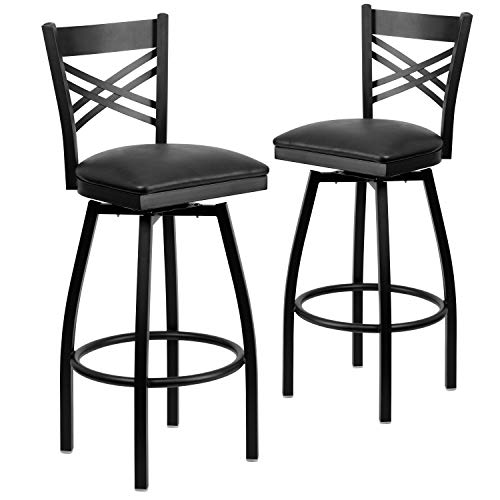 Flash Furniture Black Vinyl Seat/Black Metal Frame / 2 Pack / 1 Barstools