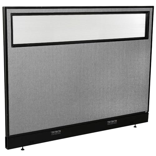 60-1/4"W x 46" H Electric Office Partition Panel with Partial Window by Global Industrial – Alloy Steel, Grey, Model 694756WEGY