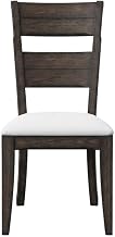 Furnifact Solid Rubberwood Dining Chair with Elm Veneer Back, Wooden Desk Chair for Home Office and Small Office Chair
