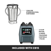 Waring 3 Speeds and Pulse / Stainless Steel Jar CB15 / 1-Gallon Countertop Blenders