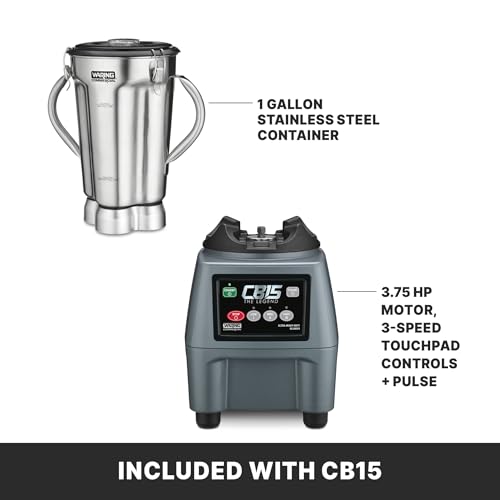 Waring 3 Speeds and Pulse / Stainless Steel Jar CB15 / 1-Gallon Countertop Blenders