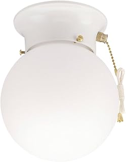 Canarm 6 in. White Incandescent Flush Mount Ceiling Light Fixture with Pull Chain - 1 Each