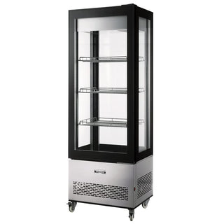 GLASS DOOR REFRIGERATOR DISPLAY CASE WITH 400 L CAPACITY by Omcan – 400.0 liters, Glass, stainless steel, black, Model 44473