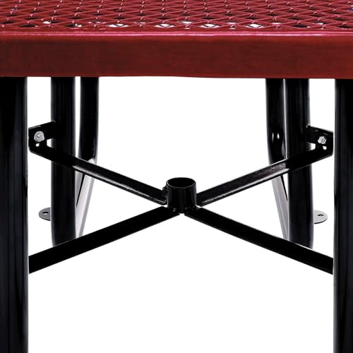 Global Industrial Red / 81D x 81W x 29.5H in / Industrial Picnic Tables