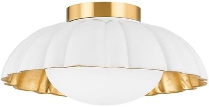 Mitzi H666501-AGB/CSW Penelope - 1 Light Flush Mount 6.5 inches Tall and 14 inches Wide - Aged Brass
