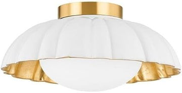 Mitzi H666501-AGB/CSW Penelope - 1 Light Flush Mount 6.5 inches Tall and 14 inches Wide - Aged Brass
