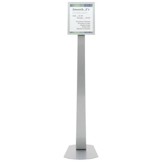 Floor Stand Sign Holder with Swivel Frame Silver Steel- 12" L x 12" W x 56" H by BEEMAK - EAST (DEFLECTO CORP) – Alloy Steel, Silver, Model 693245