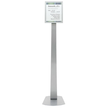Floor Stand Sign Holder with Swivel Frame Silver Steel- 12" L x 12" W x 56" H by BEEMAK - EAST (DEFLECTO CORP) – Alloy Steel, Silver, Model 693245