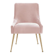 Velvet-Upholstered Side Chair with Gold Legs by Starlight Canyon Home – Velvet, Blush