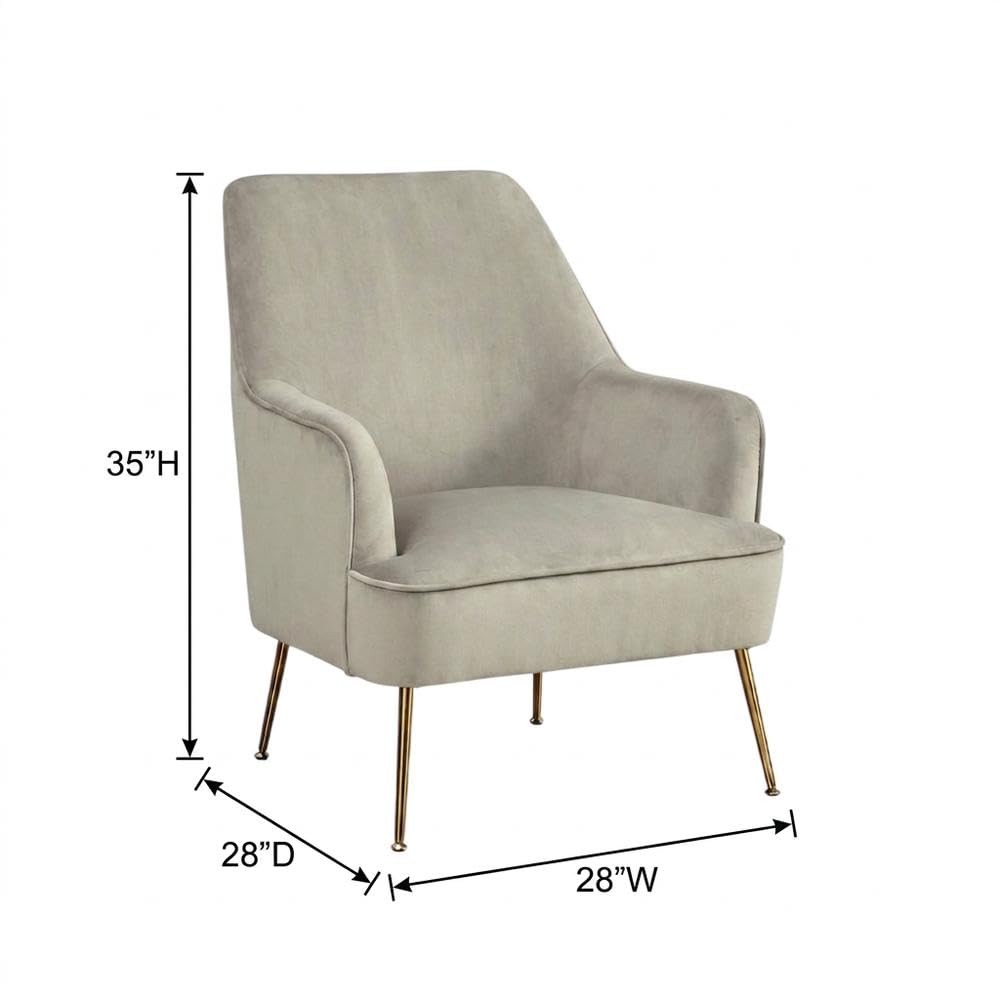 Velour-Upholstered Accent Chair with Solid Rubberwood Frame by Starlight Canyon Home – Velour Fabric with Rubberwood Solid Frame, Grey