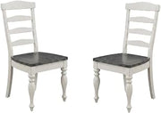 White Ladderback Dining Chairs Set of 2 with Wood Seats by Starlight Canyon Home – Solid Wood, Mahogany, White, Pack of 2
