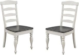 White Ladderback Dining Chairs Set of 2 with Wood Seats by Starlight Canyon Home – Solid Wood, Mahogany, White, Pack of 2