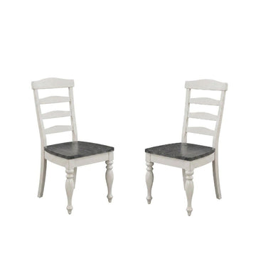White Ladderback Dining Chairs Set of 2 with Wood Seats by Starlight Canyon Home – Solid Wood, Mahogany, White, Pack of 2
