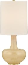 Hudson Valley Lighting Plum Point 1-Light Table Lamp | Essential & Modern Style | Aged Brass Finish | Made of Ceramic & Textile | 28" Overall Height | Ceramic Biscotti Reactive Accent | L2951-AGB/CTR