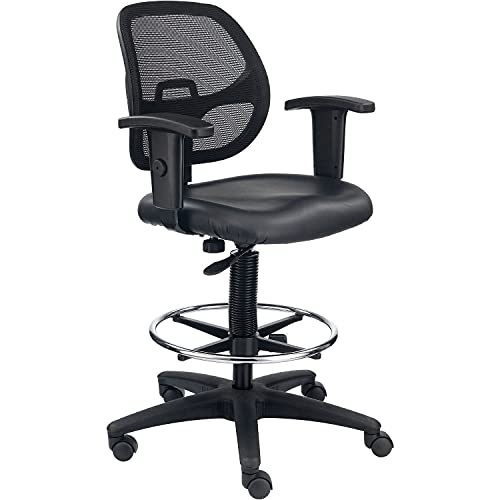 Interion Height Adjustable Vinyl Seat Drafting Stool with by Global Industrial – Alloy Steel, Black, Model A2813TMIVX+22A4