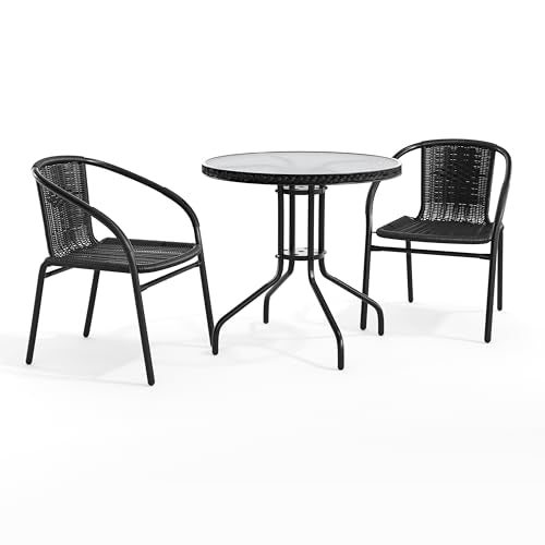 Flash Furniture Clear/Black / Table + 4 Chair / Round Table + 4 Chairs Table & Chair Sets
