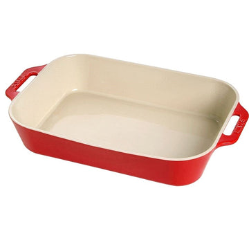 Ceramic Rectangular Baking Dish 13 x 9-inch Cherry Red by STAUB – 13 x 9-inch, 4500 cubic_centimeters, Ceramic, Red, Model RSTC512
