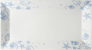 CAC China ATC-RT81 Seashell Rect. Platter PW 18" Porcelain Rectangle, Super White, Set of 4