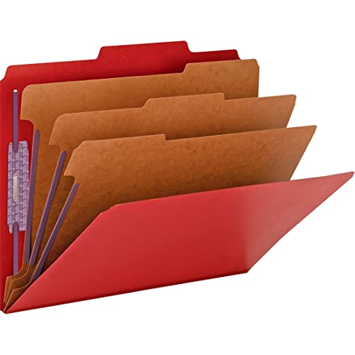 SMEAD Bright Red / 1 / Letter (Pack of 1) Top Tab Classification Folders