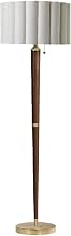 Scalloped Floor Lamp - Walnut, Weathered Brass, White Linen, On/Off Pull Chain