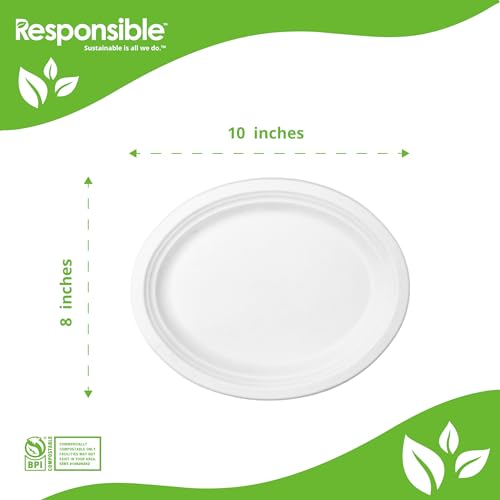 Responsible Products 10 x 8 inch (50 Count) / Classic White / Casual Plates