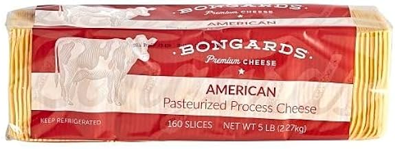 Bongards Yellow Processed American Cheese Slices, 5 Pound, 6 per Case, Made with Real Cheese, Mild Buttery Flavor, Gluten Free