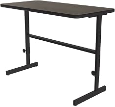 Correll 24"x48" Standing Desk, Walnut Thermal Fused Laminate Top, Height Adjustable (34"-42") Computer Work Station, Steel Frame, Made in The USA