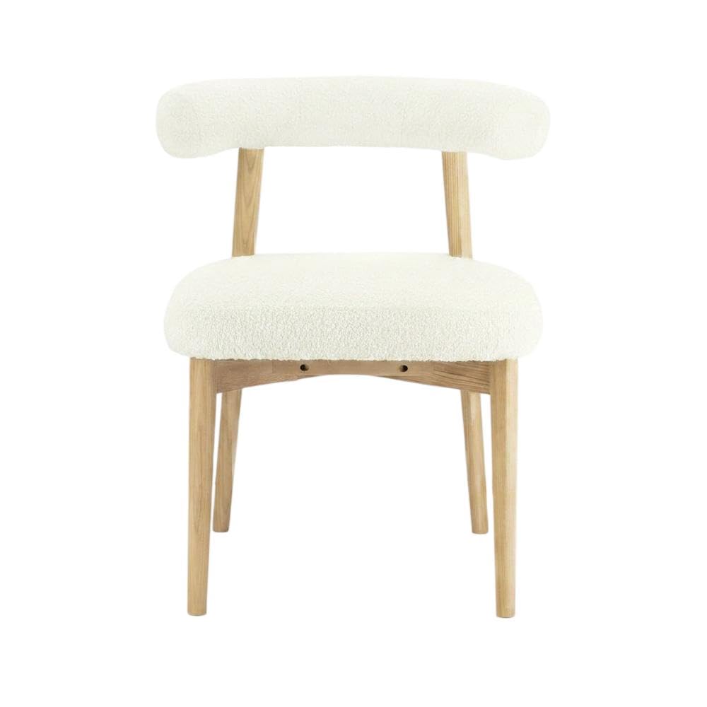 Boucle-Upholstered Side Chair with Ash Wood Legs by Starlight Canyon Home – Boucle,Wood, Beige